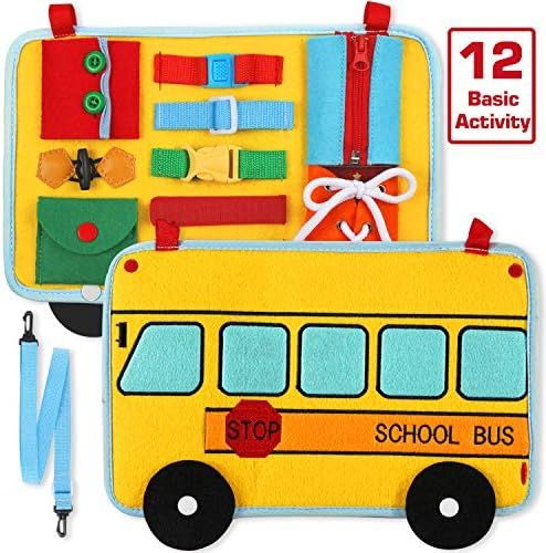 Busy Board, School Bus Style Activity Board(12 Basic Skill), for Fine Motor and Learn to Dress, E... | Amazon (US)