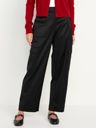 Extra-High Waisted Satin Cargo Barrel Wide-Leg Pants | Old Navy (US)