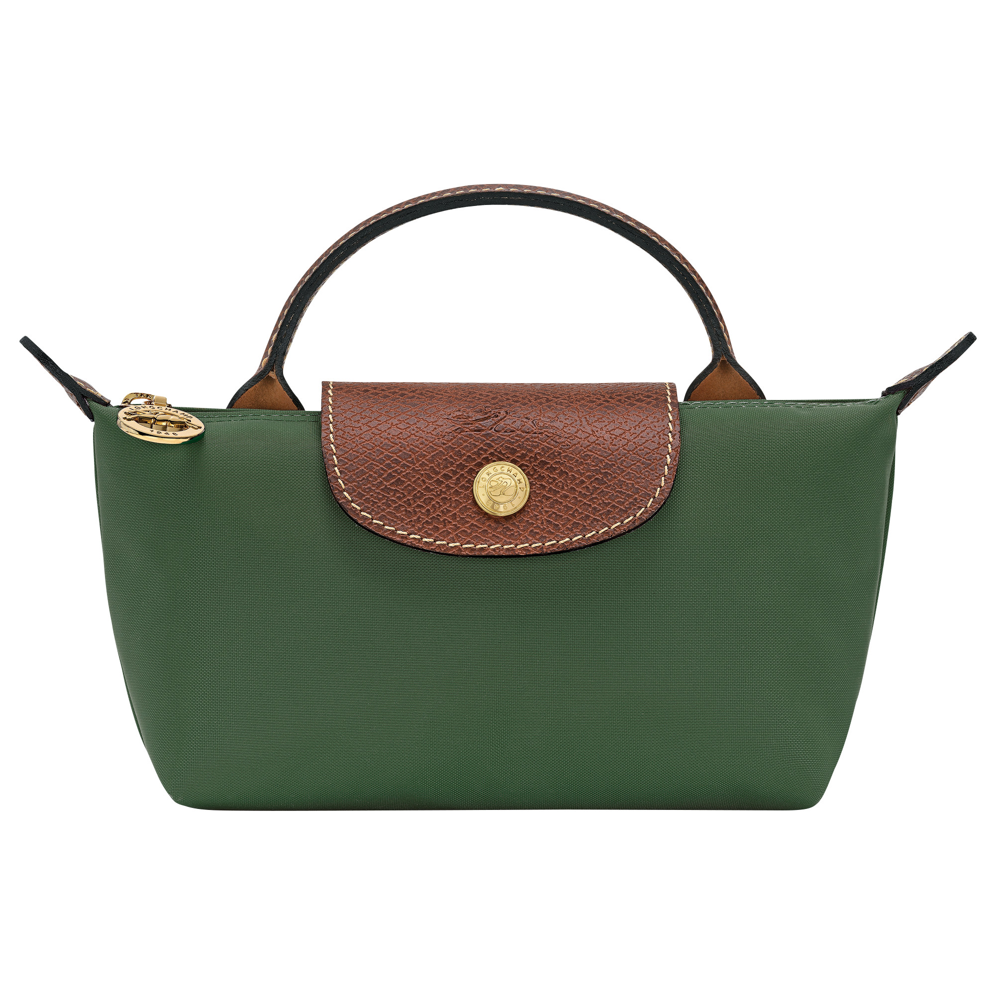 Le Pliage Original Pouch with handle British Green - Recycled canvas | Longchamp US | Longchamp