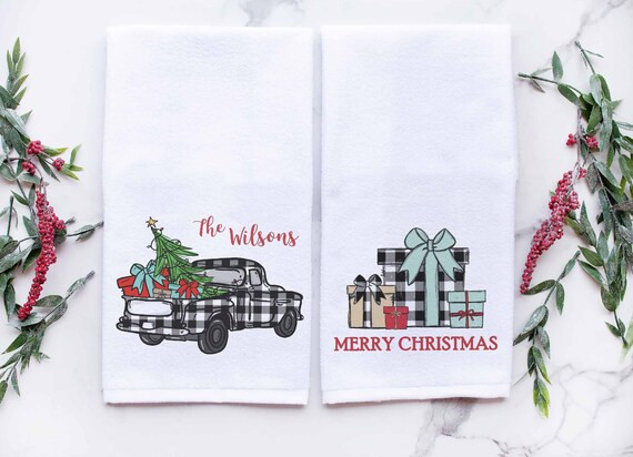 Christmas Truck Towel  Personalized Christmas Towels  Set of | Etsy | Etsy (US)