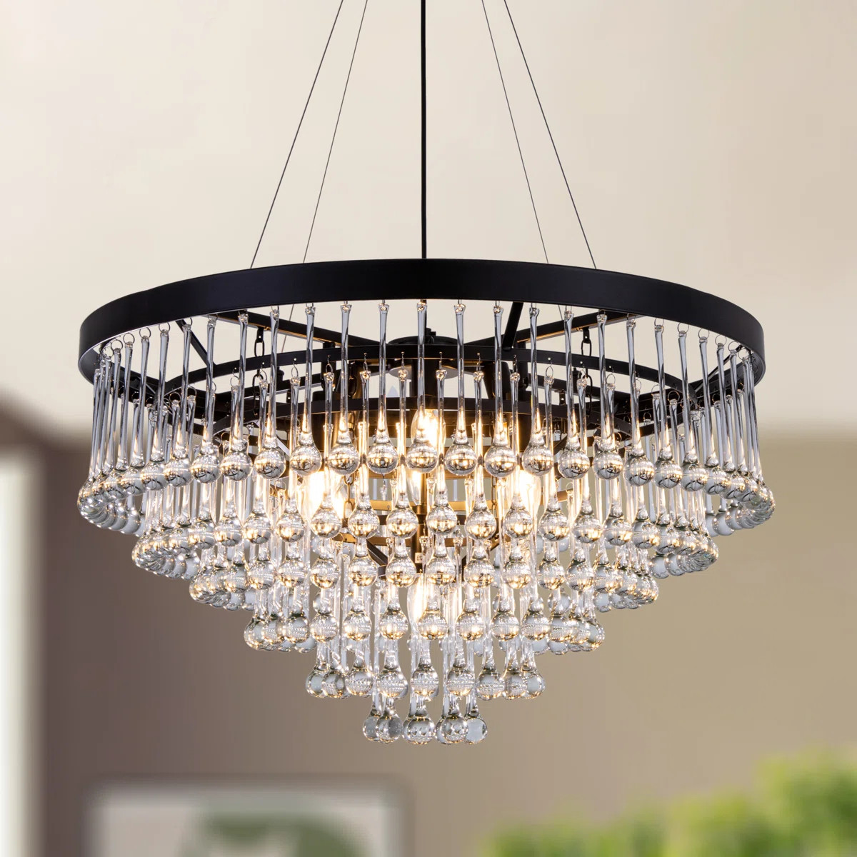 Jermisha 9 - Light Crystal Dimmable Tiered Chandelier | Wayfair North America