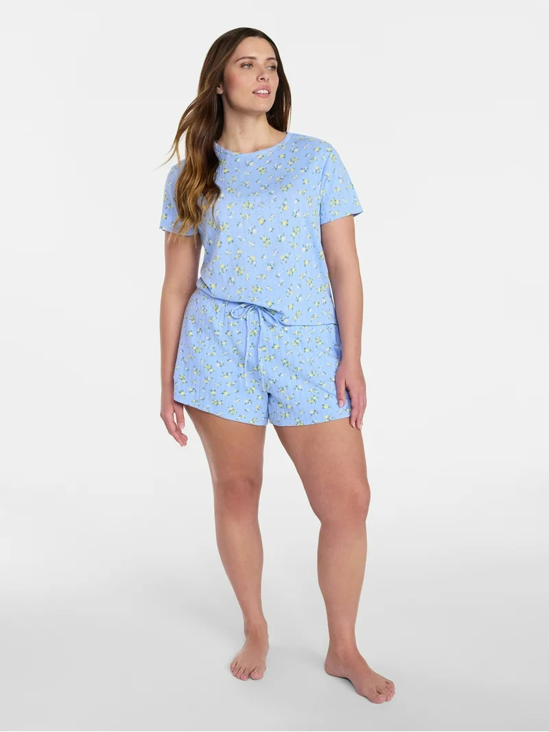 Joyspun Women’s Pointelle Knit Sleepwear Shorts, 4'' Inseam, Sizes XS-3X | Walmart (US)