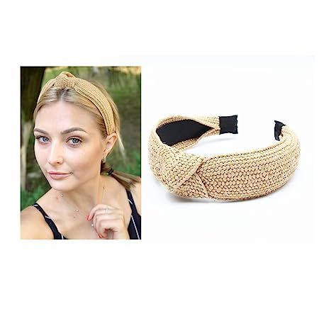 Straw Headbands Womens Fashion Hair Accessories Twist Knot Wide Hand Knitted Statement Summer Ret... | Amazon (US)