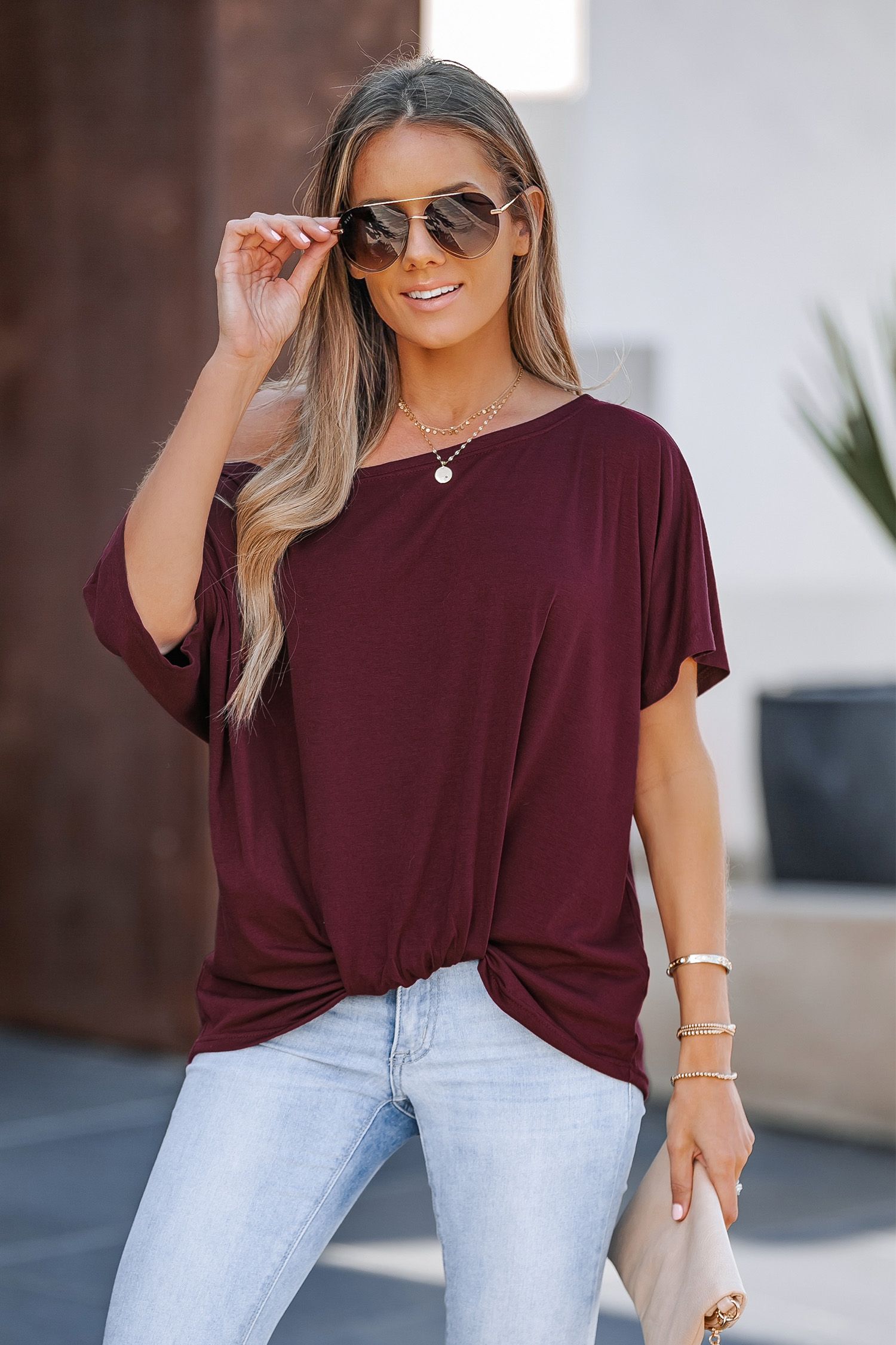 One-Shoulder Twisted Tee | Cupshe US