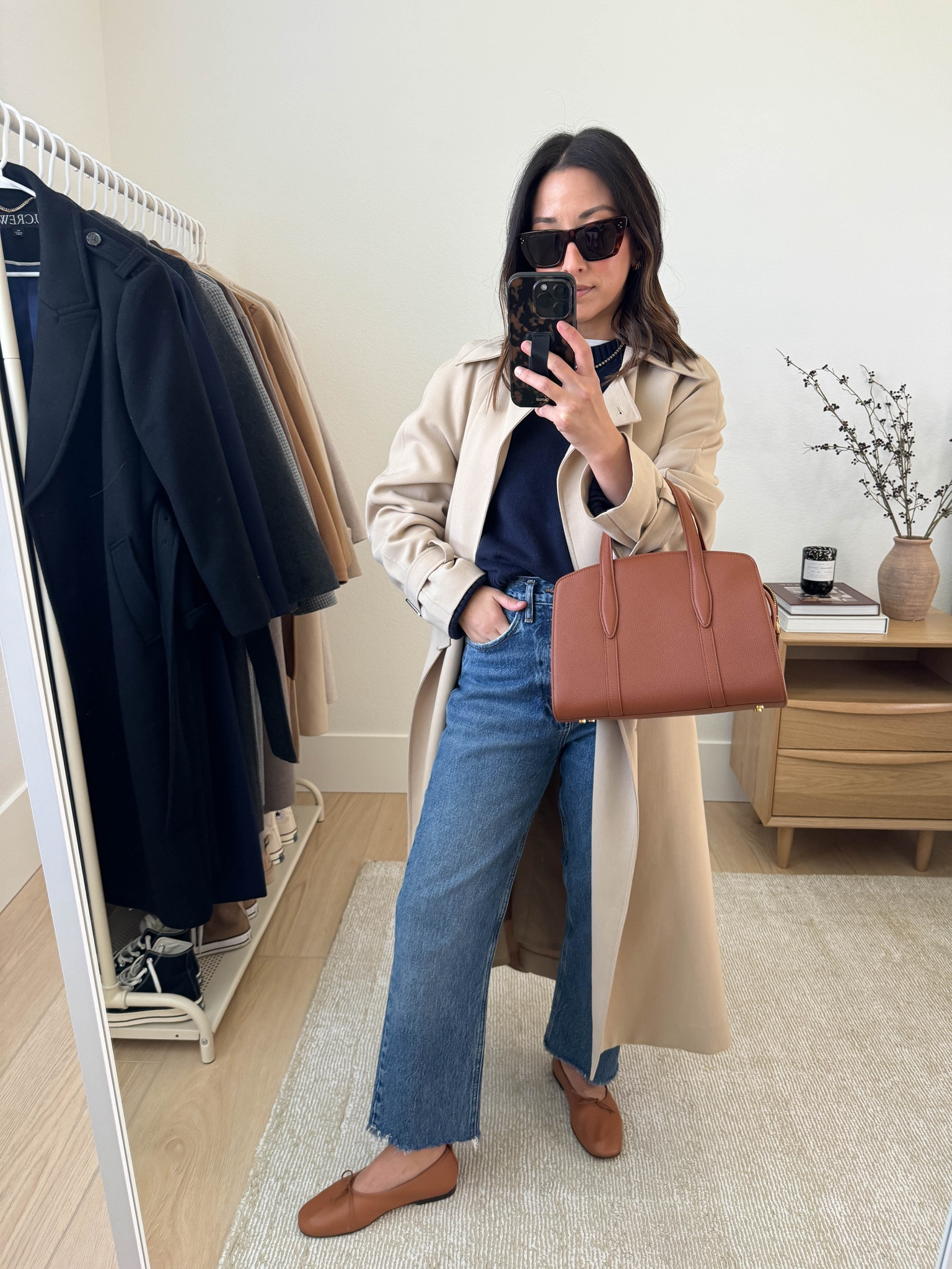 The Oak + Fort trench coat is my favorite trench and has been for a couple years now. It runs oversized, but I love the drape. Size down. 

Oak & Fort Trench xxs
Everlane tee medium
Everlane cotton sweater xs
AGOLDE 90's crop 25, cut hems
Everlane flats 5
Paris Wang Gabrielle 27"
Dorsey James necklace 15"
Celine sunglasses

#LTKSeasonal #LTKPetite