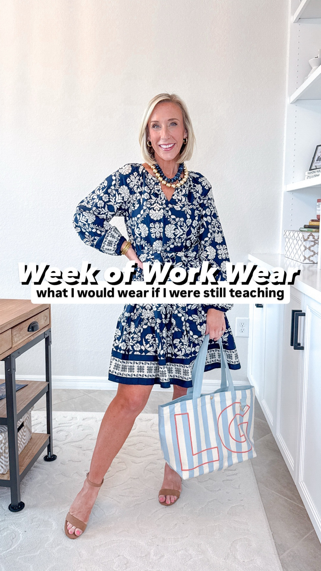 Week of Work Wear - what I would wear if I were still teaching
* Cap Sleeve Crewneck & Cropped Pants Two Piece Set - size Small. 22 colors.
1. MONDAY - Tie Neck Mini Peasant Dress - size XS. $24.98. 2 colors // Personalized Tote - 3 sizes, 15 colors.
2. TUESDAY - Black T-Shirt - size small. 15 colors // Polka Dot Midi Skirt - mine is old but I’m linking two options // Belt - 26”-30”.
3. WEDNESDAY - Wide Leg Yoga-Work Pants - size small, 29" inseam. (“Cameo”). 30+ colors // Cotton Relaxed Fit Waffle Knit V Neck Short Sleeve Sweater - size Small. 4 colors // Knit Flats - TTS. 7 colors.
4. THURSDAY - Sleeveless Cotton Maxi Shirtdress w/ Belt - size XS. Now $27 // White Sneakers - TTS and comfortable.
5. FRIDAY - Polka Dot Short Sleeve Peplum T-Shirt - size Small. 11 colors (solids and dots) // Wide Leg Jeans - size 25 // Sandals - TTS.

#LTKSeasonal #LTKWorkwear #LTKOver40