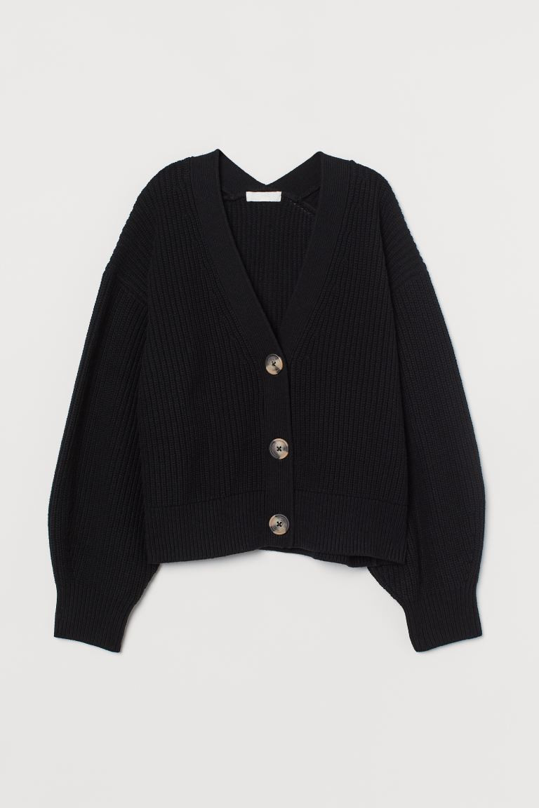 Rib-knit Cardigan - Black - Ladies | H&M US | H&M (US + CA)
