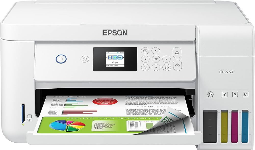 Epson EcoTank ET-2760 Wireless Color All-in-One Cartridge-Free Supertank Printer with Scanner and... | Amazon (US)