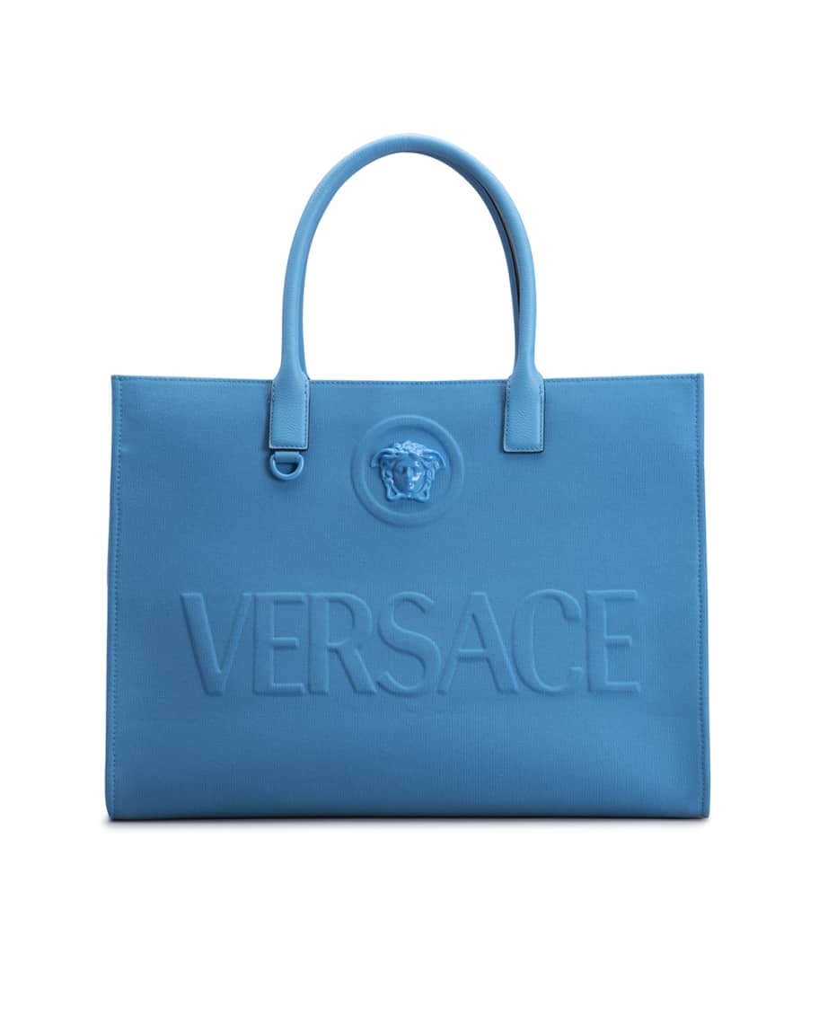Versace La Medusa Logo Canvas Tote Bag | Neiman Marcus