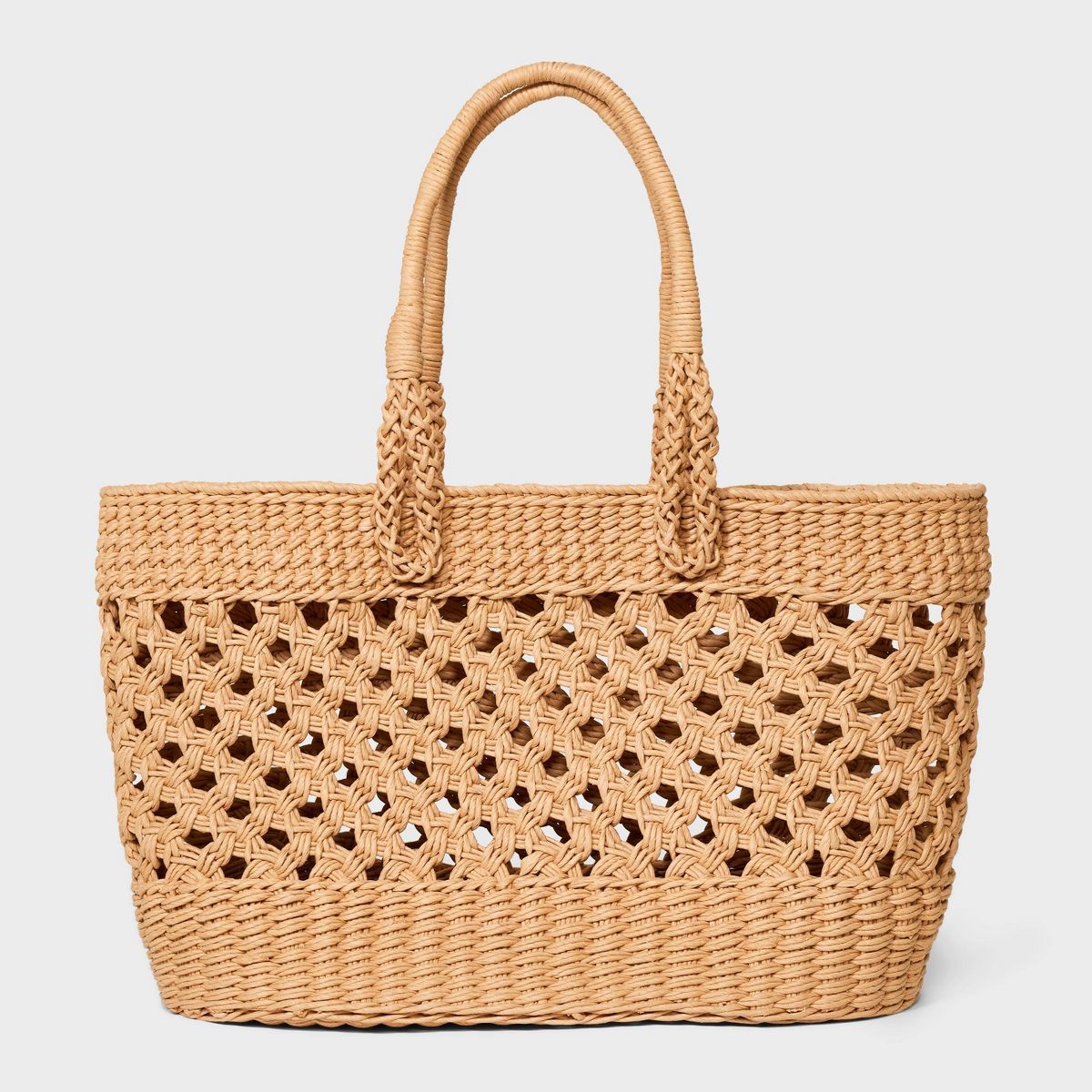 Large Straw Tote Handbag - A New Day™ Light Brown | Target