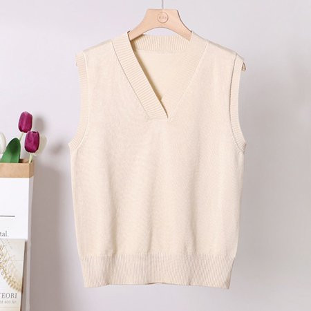 Tejiojio Stylish Winter And Spring Sweater Vests Women s New And Winter Warm Keeping Fashion V-Neck Knitted Overlapping Cuff Sweaters Vest | Walmart (US)