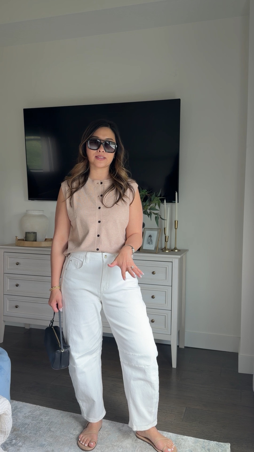 Pairing white denim with neutral sandals is a game-changer for elongating your legs if you are petite!
Tank: Medium
Barrel Denim: Medium

#LTKootd #LTKSeasonal #LTKPetite