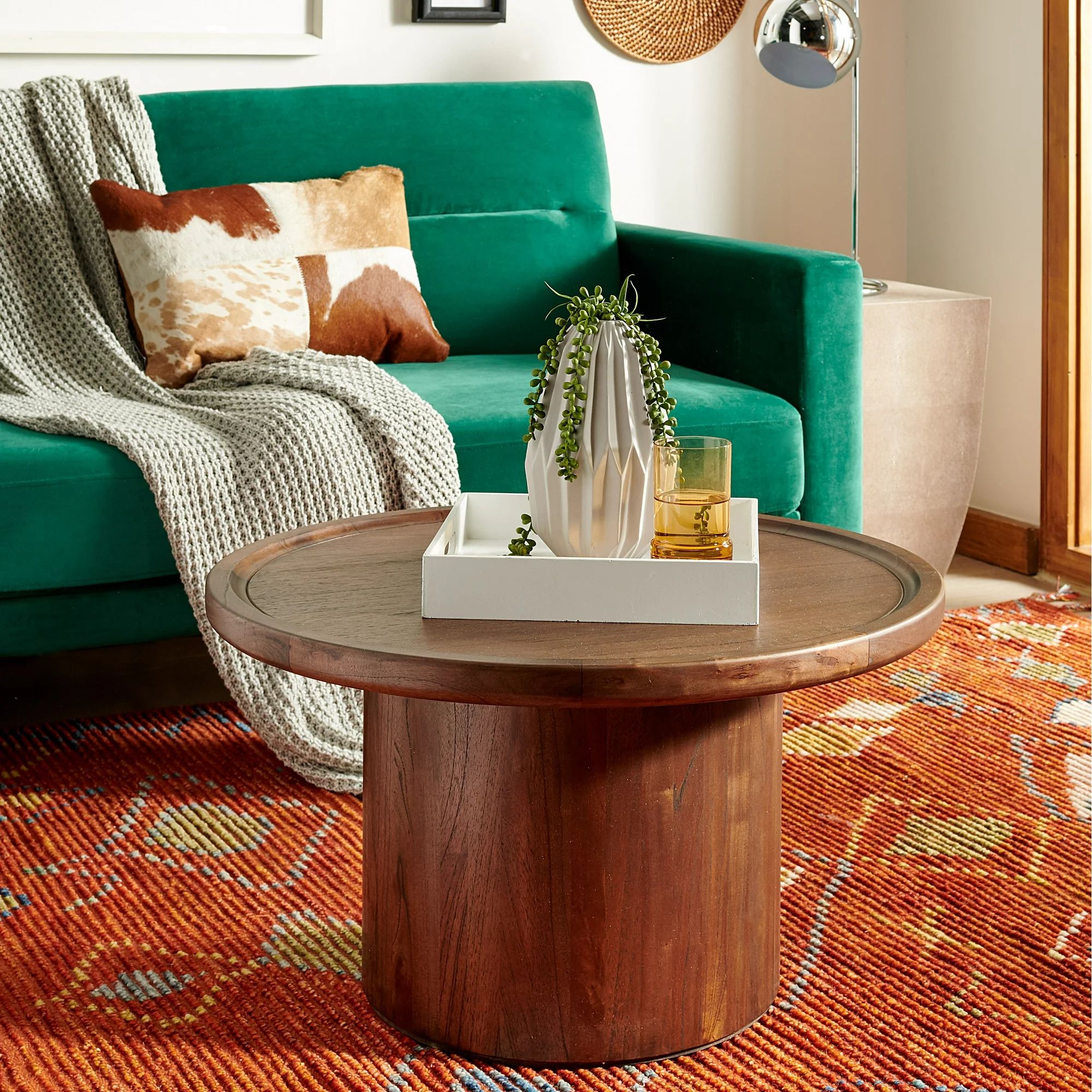 Safavieh Devin Solid Round Pedestal Coffee Table, Dark Brown | Walmart (US)