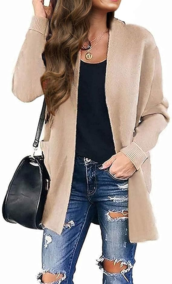 MEROKEETY Women's Open Front Leopard Knit Cardigan Sweaters Long Sleeve Outwear | Amazon (US)