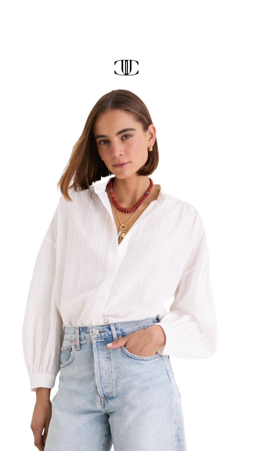For those of you who love sleeves, this is a great basic with a little bit of interest. I have the same shirt in blue.