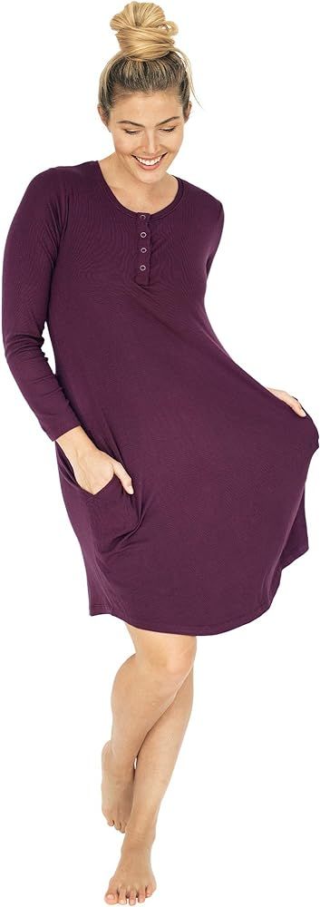 Kindred Bravely Betsy Bamboo Henley Nursing Nightgown | Long Sleeve Maternity Nightgown | Amazon (US)