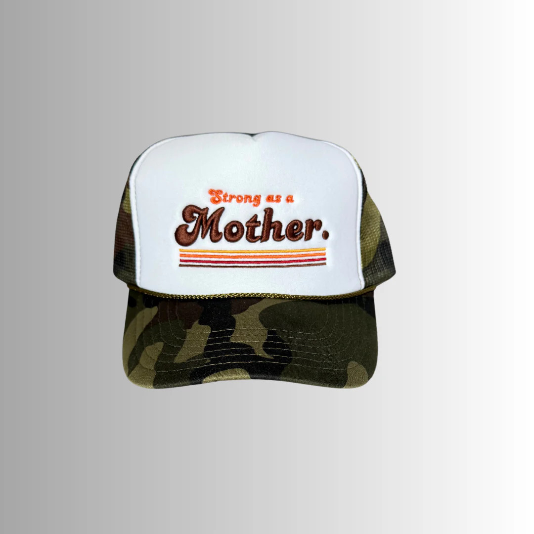 RETRO MOTHER. -  Embroidered Trucker Hat - Camo | Mother Hats