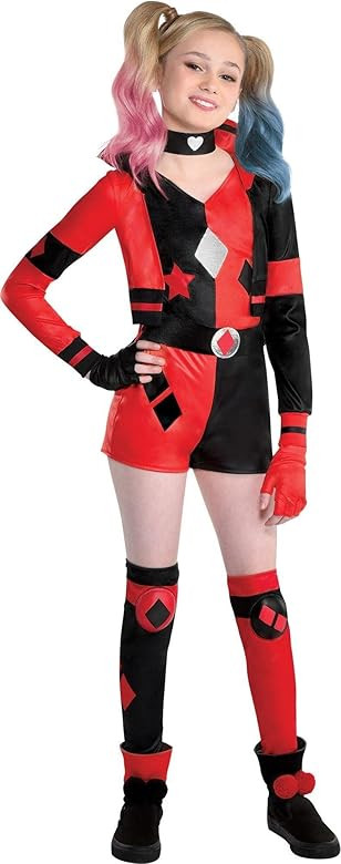 Party City Harley Quinn Halloween Costume for Girls, DC Comics Includes Romper, Choker, Gloves and L | Amazon (US)