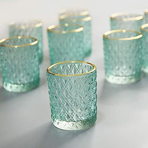 SHMILMH Votive Candle Holders Set of 24, Glass Tealight Candle Holders, Tiffany Blue Tea Candle H... | Amazon (US)