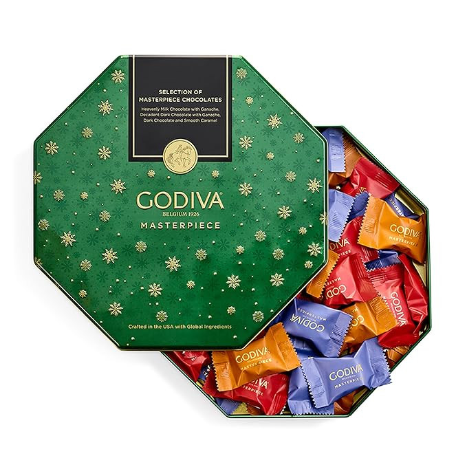 Godiva Holiday Masterpiece Gift Tin, Assorted Milk & Dark Chocolates with Ganache and Caramel, Go... | Amazon (US)