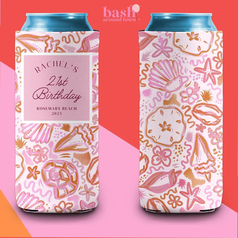 Personalized Birthday Coastal 21st Can Cooler | Custom Can Cooler | Beach Girls Trip Weekend | Gr... | Etsy (US)