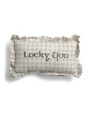 9x16 Lucky You Gingham Ruffle Pillow | TJ Maxx