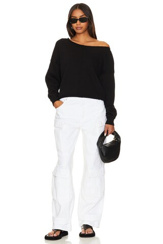 Off The Shoulder Crewneck in Black | Revolve Clothing (Global)
