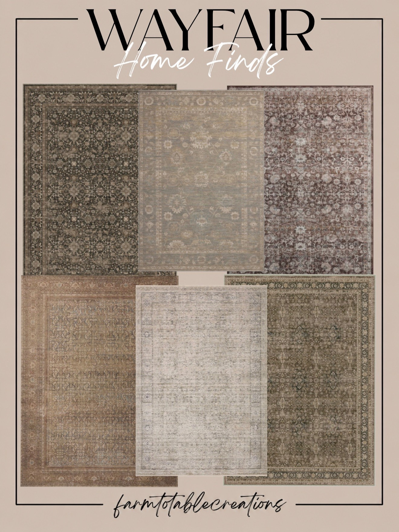 Wayfair Rugs for Every Neutral Home 🤎

The right rug can completely transform a room, and these Wayfair finds are full of that cozy, designer-inspired look! From warm taupes and earthy browns to soft creams and muted vintage patterns, there’s an option here for just about every neutral color palette.

These would be beautiful layered into a living room, bedroom, dining space, or entryway for an instant dose of warmth and character.

Follow @farmtotablecreations on Instagram for more cozy home finds and trending decor.

#LTKHome #Wayfair #WayfairFinds #WayfairHome #AreaRugs #RugInspo #NeutralHome #NeutralDecor #CozyHome #VintageInspired #WarmNeutrals #DesignerInspired #HomeDecor #HomeInspo #LTKFinds

#LTKHome #LTKSaleAlert