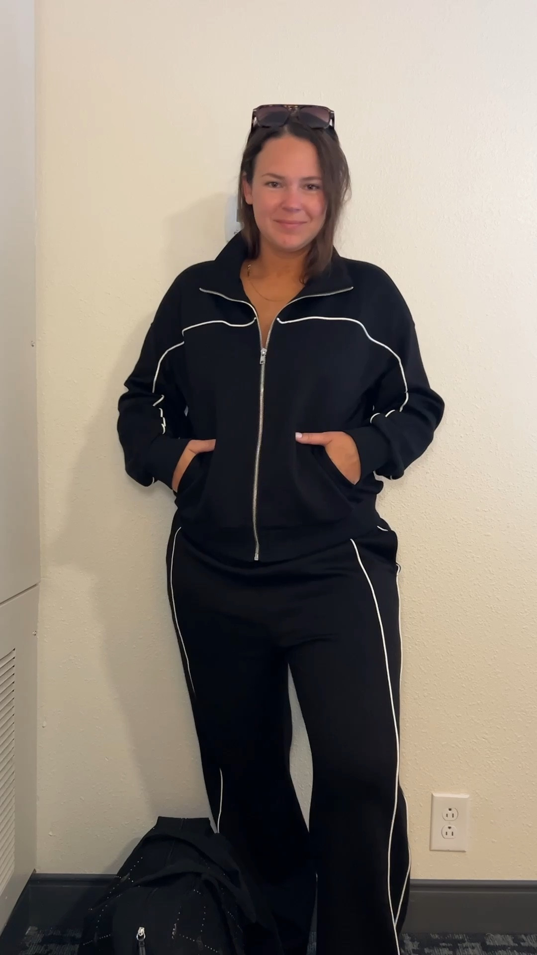 Women’s two piece tracksuit, travel outfit, long sleeve zip up, jogger sweatsuit set, women’s outfit 

#LTKMidsize #LTKStyleTip #LTKTravel