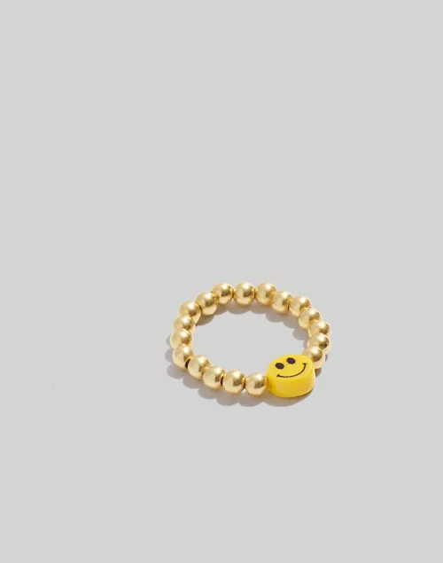 Beaded Happy Face Ring | Madewell