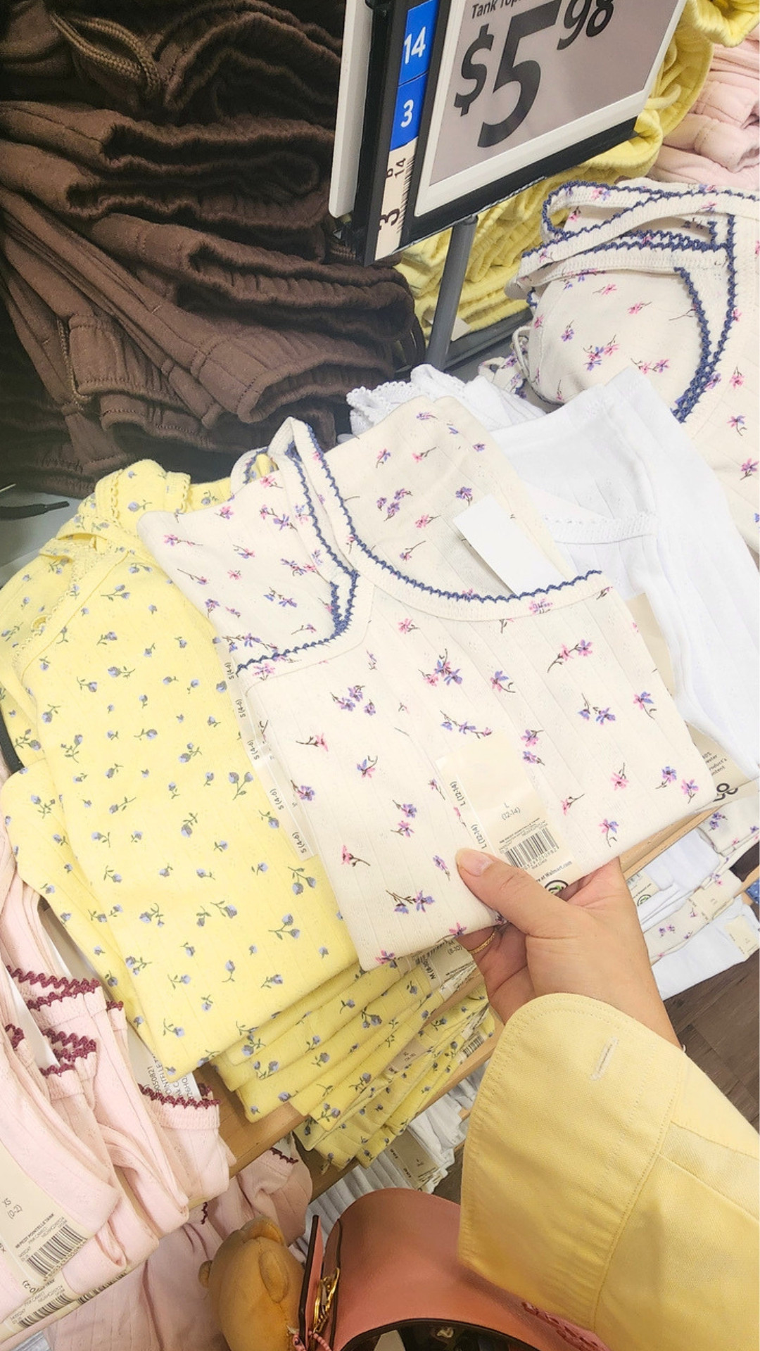 pointelle tank top with delicate picot trim, comes in dainty floral prints and 6 colors, walmart style 2026 

 #LTKdayinmylife #LTKootd