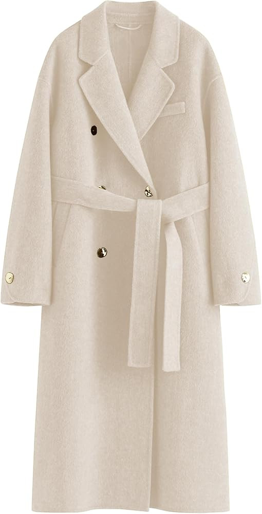 Peaceglad Womens Pea Coats Fall Long Trench Coat Double Breasted Lapel Belted Peacoat | Amazon (US)
