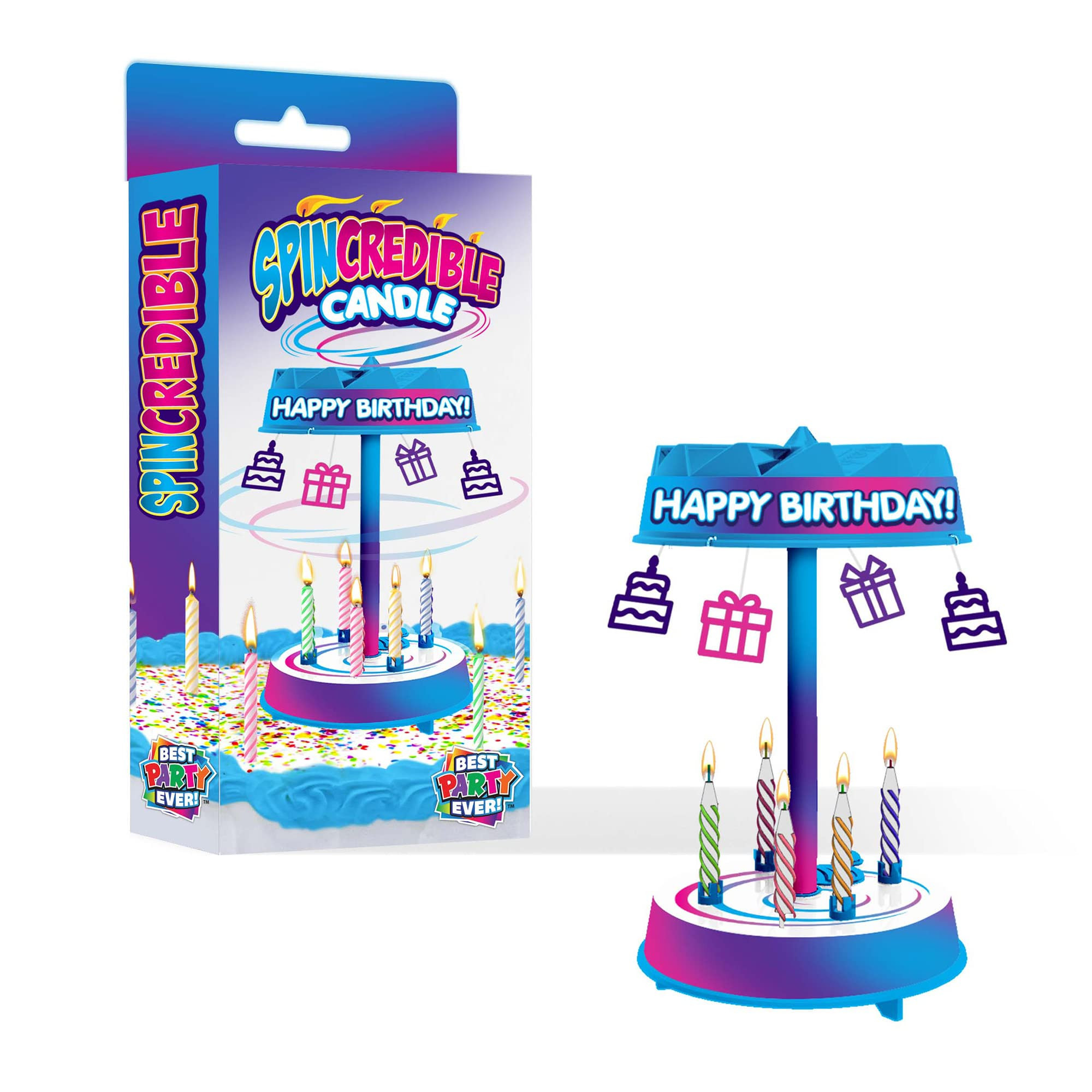 BEST PARTY EVER! Spincredible Candle, Singing Candle-Powered Spinning Cake Topper, Reusable Birth... | Amazon (US)