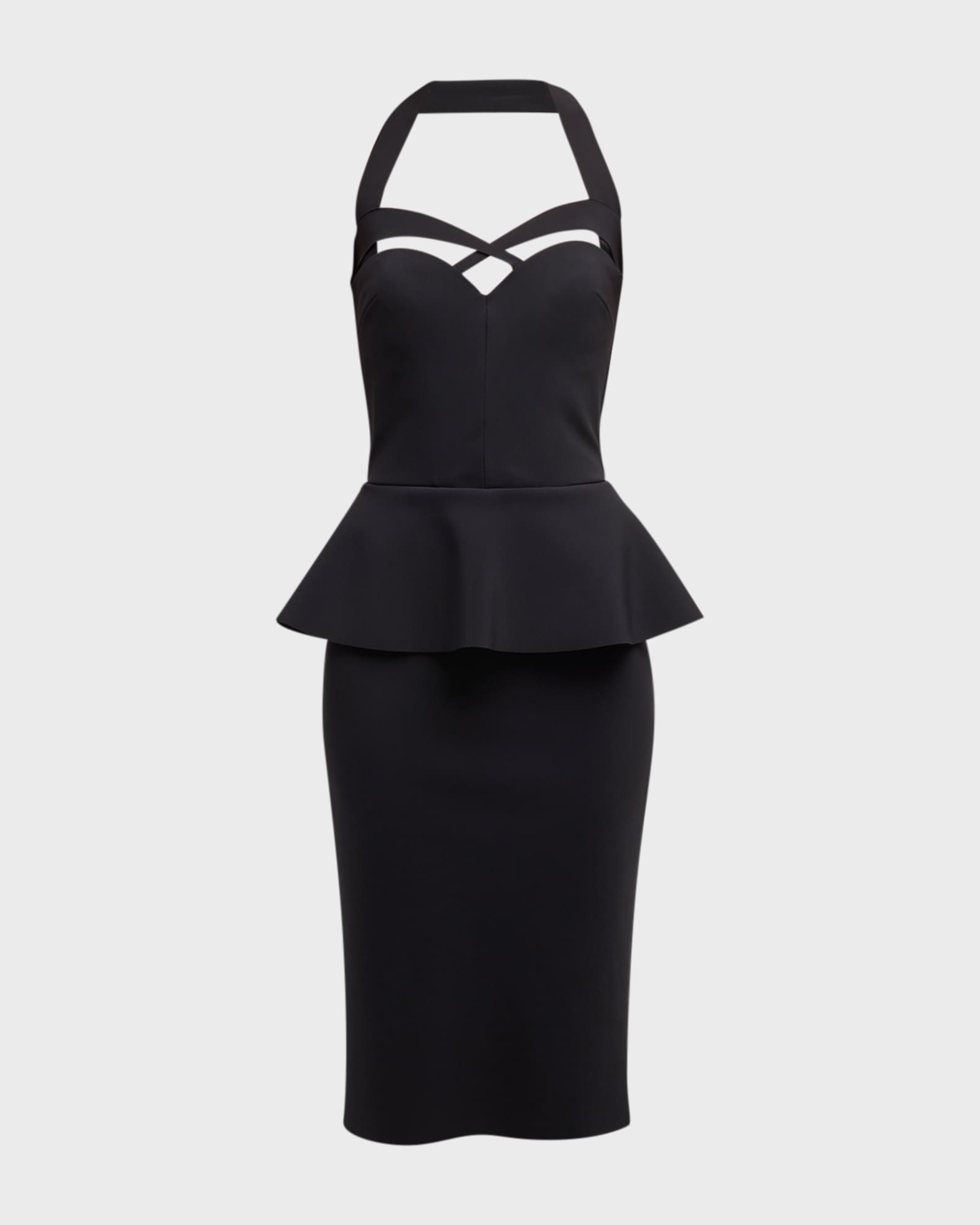 Chiara Boni La Petite Robe Sleeveless Cutout Peplum Midi Dress | Neiman Marcus