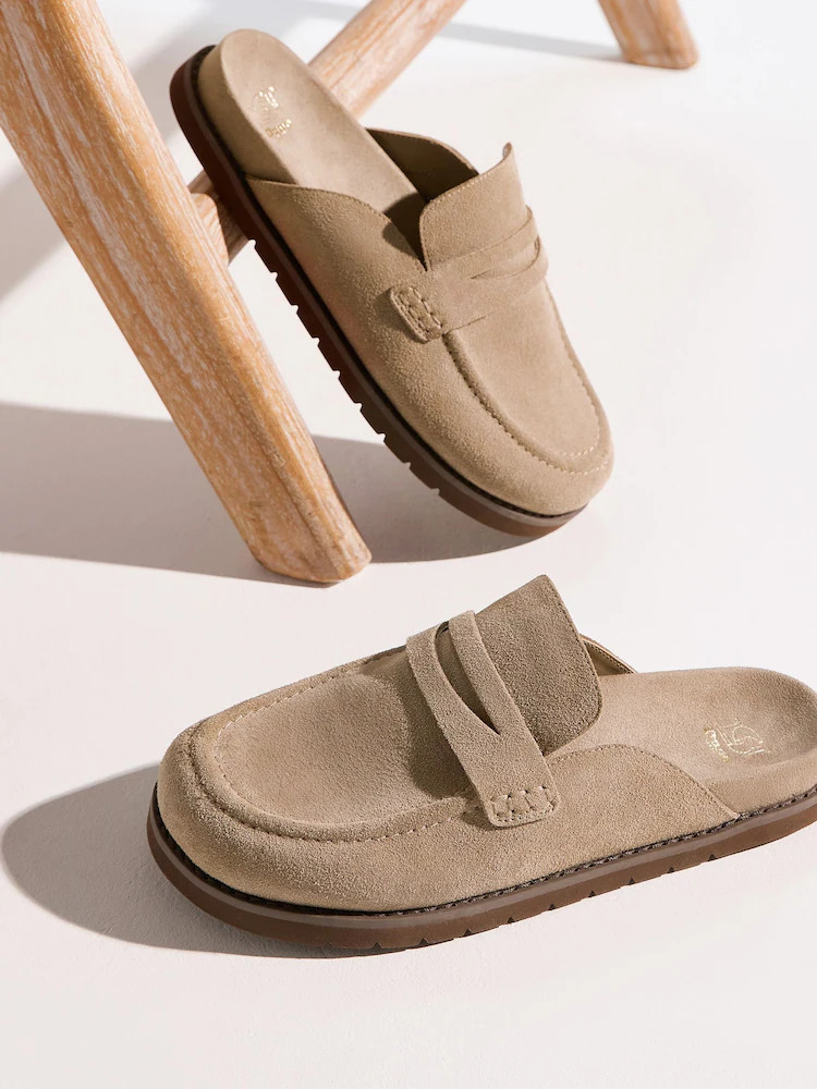 Dune London Brown Goldens Suede Mules | Next US