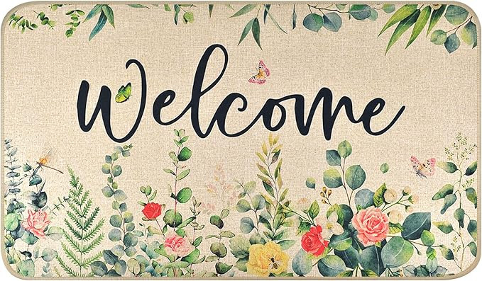 Nialnant Spring Welcome Doormat, Non-Slip Outdoor Mats for Front Door, Eucalyptus Floral Doormat ... | Amazon (US)