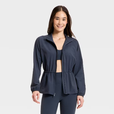 Women's Woven Peplum Jacket - All In Motion™ Dark Blue S | Target