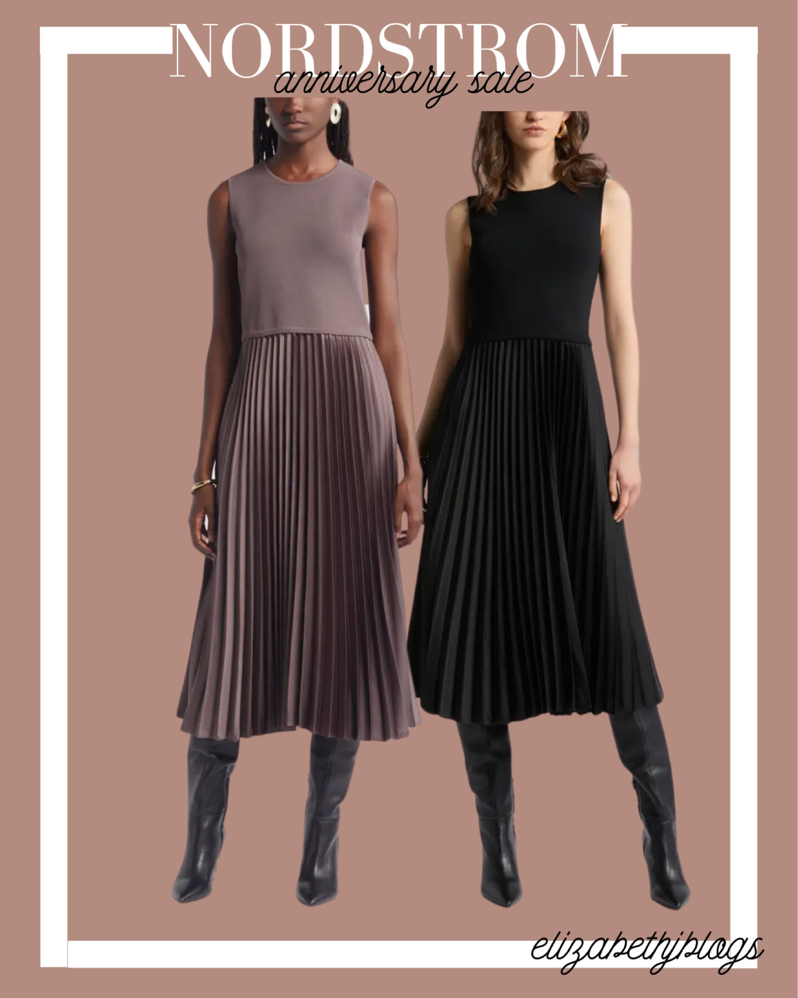 Mixed media dress. Nordstrom sale. Midi dress. Work outfit 