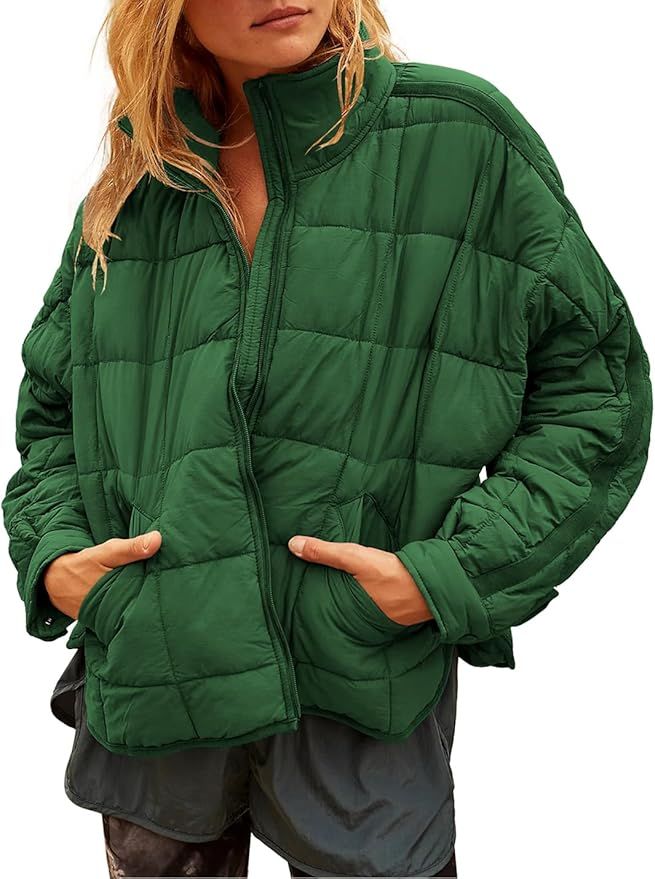 Gacaky Women's Baggy Lightweight Zip Puffer Jacket Warm Winter Down Coat with Pockets | Amazon (US)