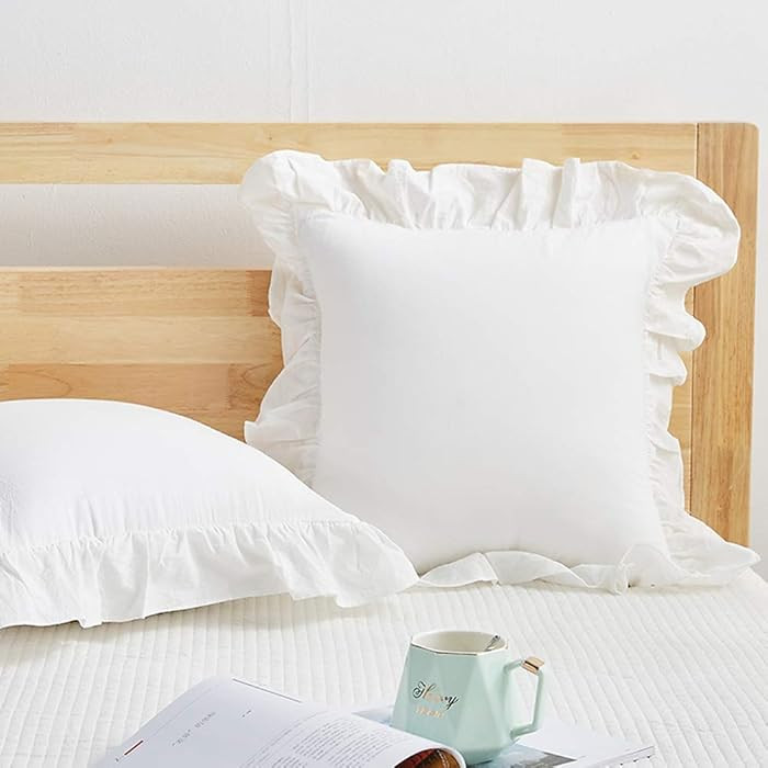Euro Shams Pillow Cover, Off White, 100% Washed Cotton Pillowcases, Set of 2, 26"x26" | Amazon (US)