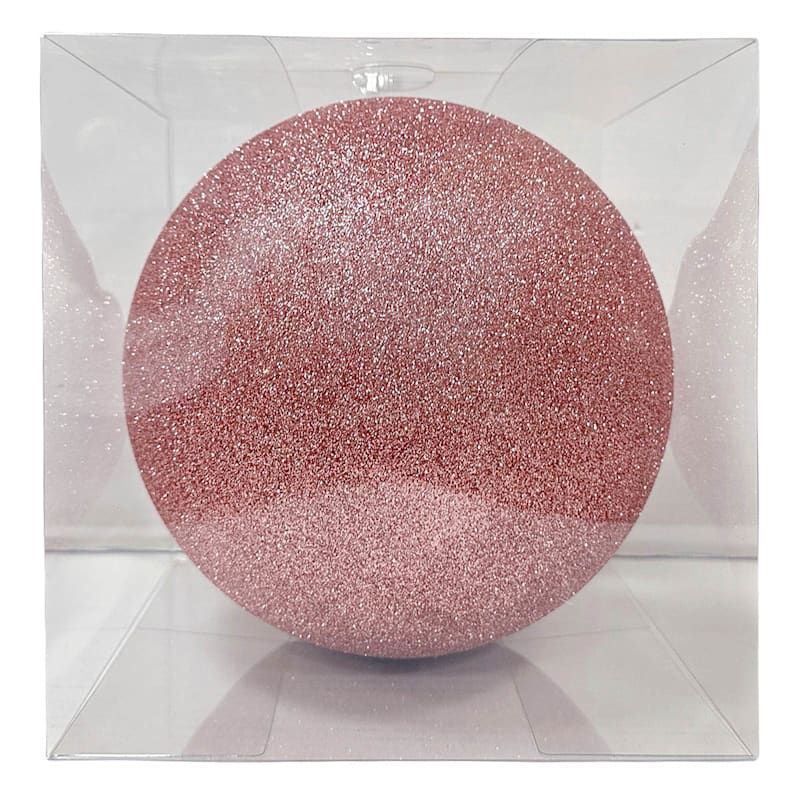 1-Count Large Pink Glittered Shatterproof Ornament, 7.7" | At Home