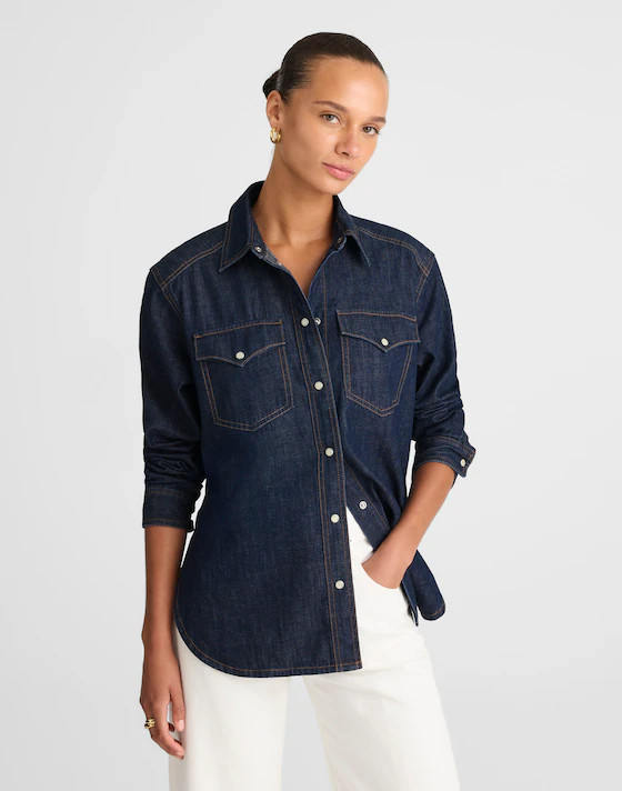 Denim Oversized Western Shirt | Madewell | Madewell