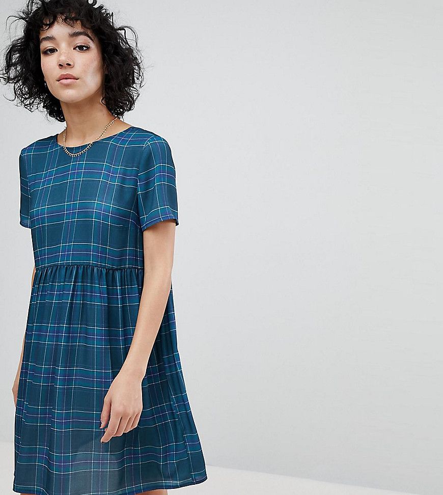 Reclaimed Vintage Inspired Checked Smock Dress - Blue | ASOS US