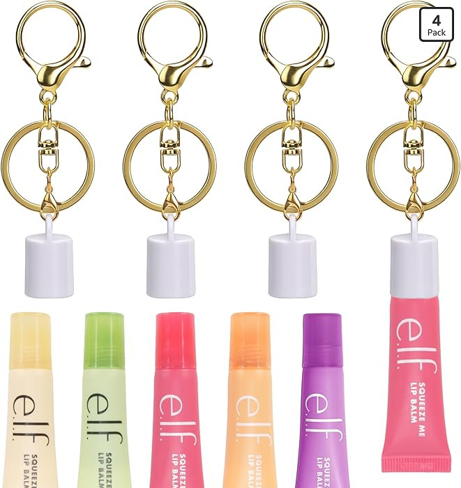 Keychain Cap Holder for 0.21oz e.l.f. Squeeze Me Lip Balm, 4 Packs Portable Lip Gloss Replacement... | Amazon (US)
