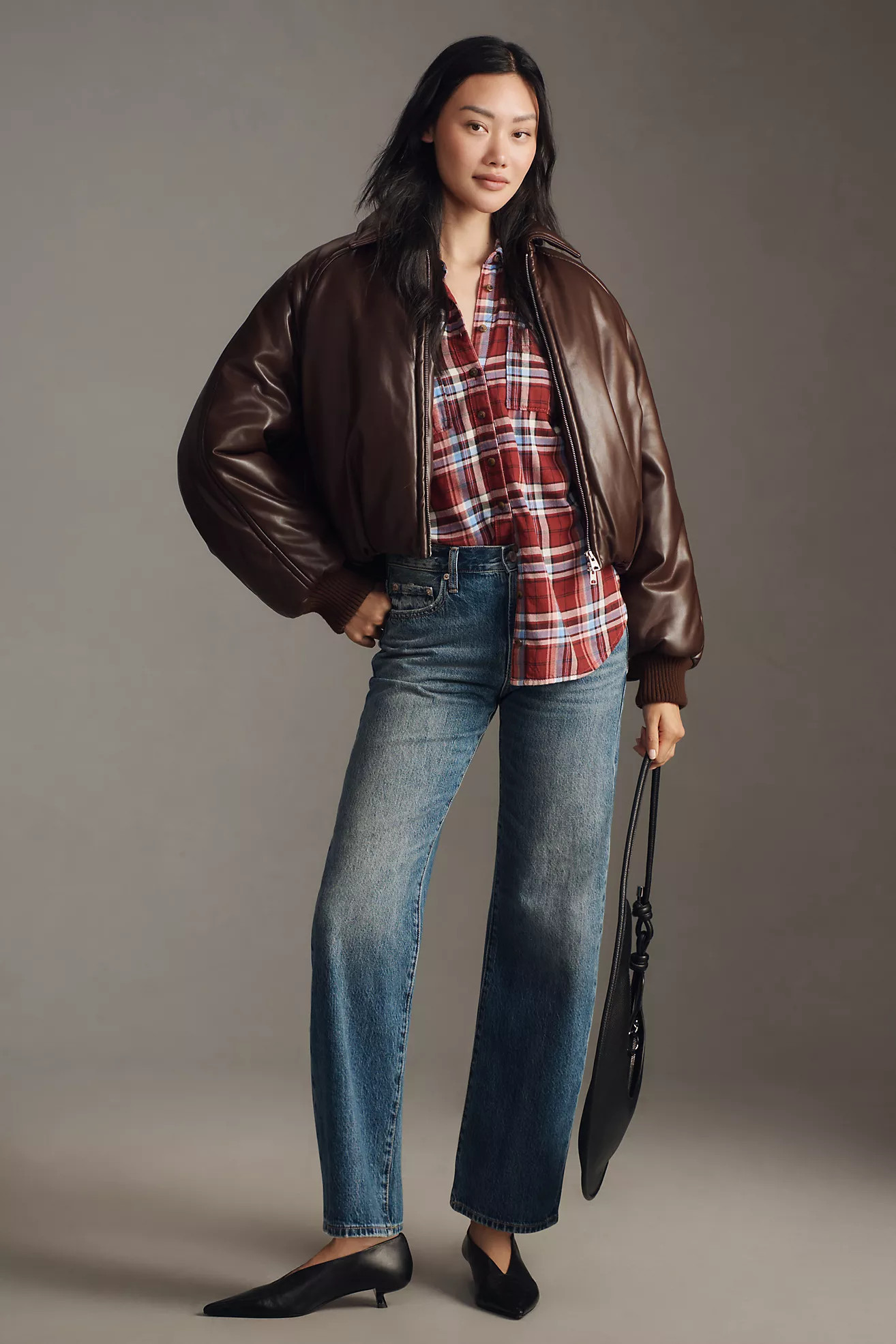 Pistola Lexi Mid-Rise Bowed Straight-Leg Jeans | Anthropologie (US)