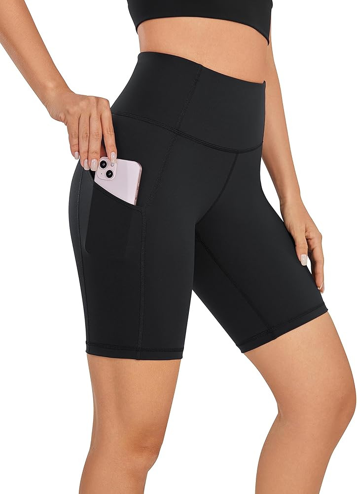 CRZ YOGA Womens Naked Feeling Light Biker Shorts with Pockets 8 Inches - High Waisted Workout Ath... | Amazon (US)
