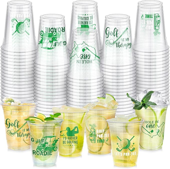 120 Pieces Golf Party Disposable Plastic Cups Bulk 16 Ounces Let's Par-Tee Clear Golf Cups for Th... | Amazon (US)