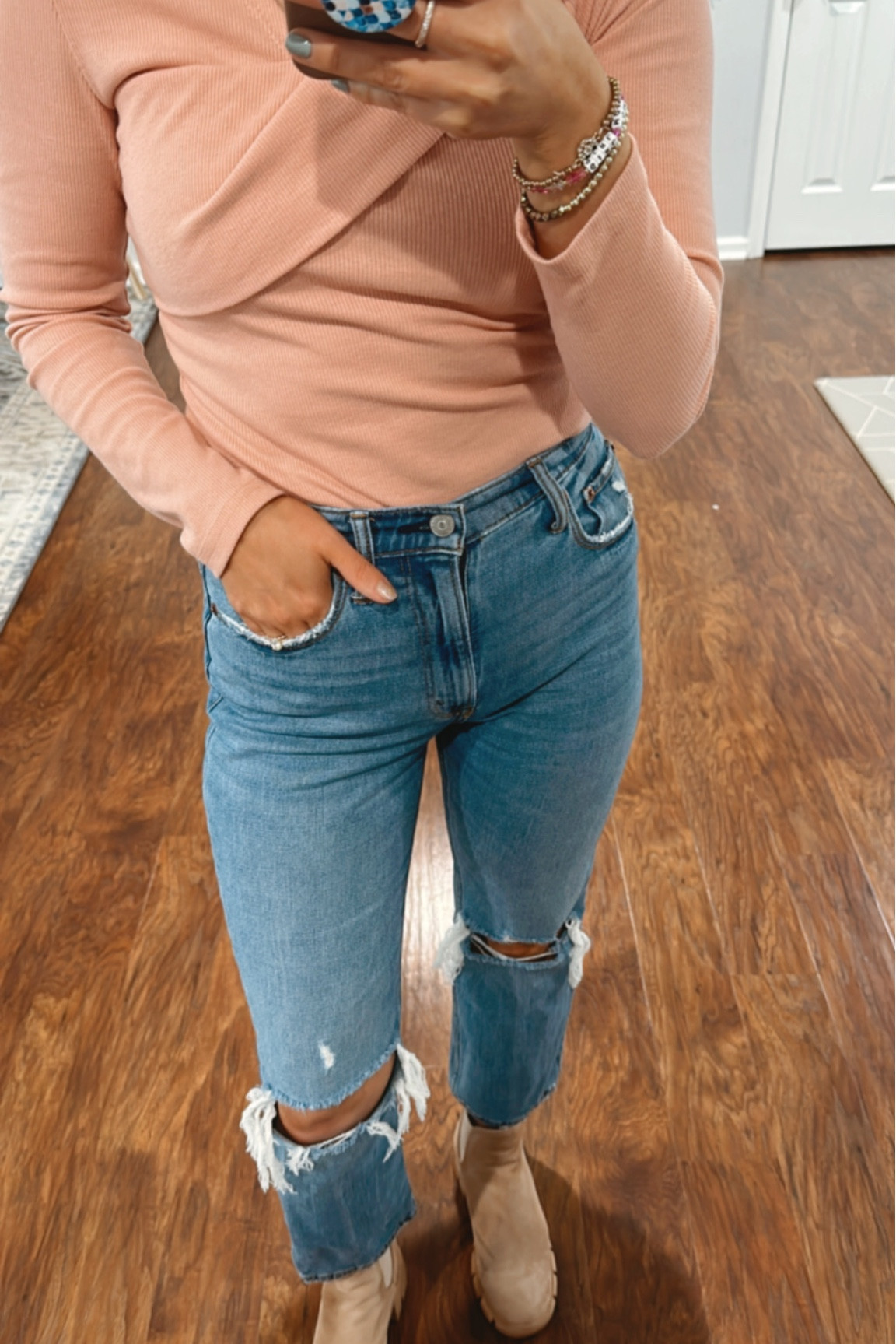 I’m wearing a small in this top! & a size 26 in these jeans. I’m 5’1, 117lbs! #abercrombie#denim #jeans 

#LTKunder100 #LTKfit #LTKFind