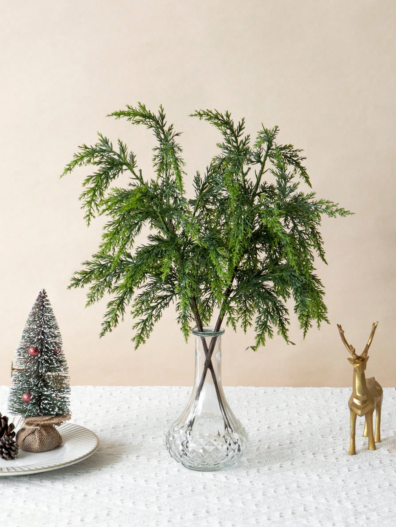 1 pieza Rama larga de 53cm de pino y ciprés con hojas, accesorio para árbol de Navidad, decorac... | SHEIN