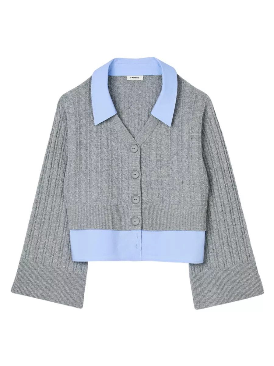 Cardigan with Removable Shirt Collar | Saks Fifth Avenue